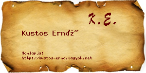 Kustos Ernő névjegykártya